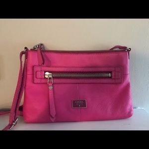 2 for 20 Pink leather fossil crossbody bag